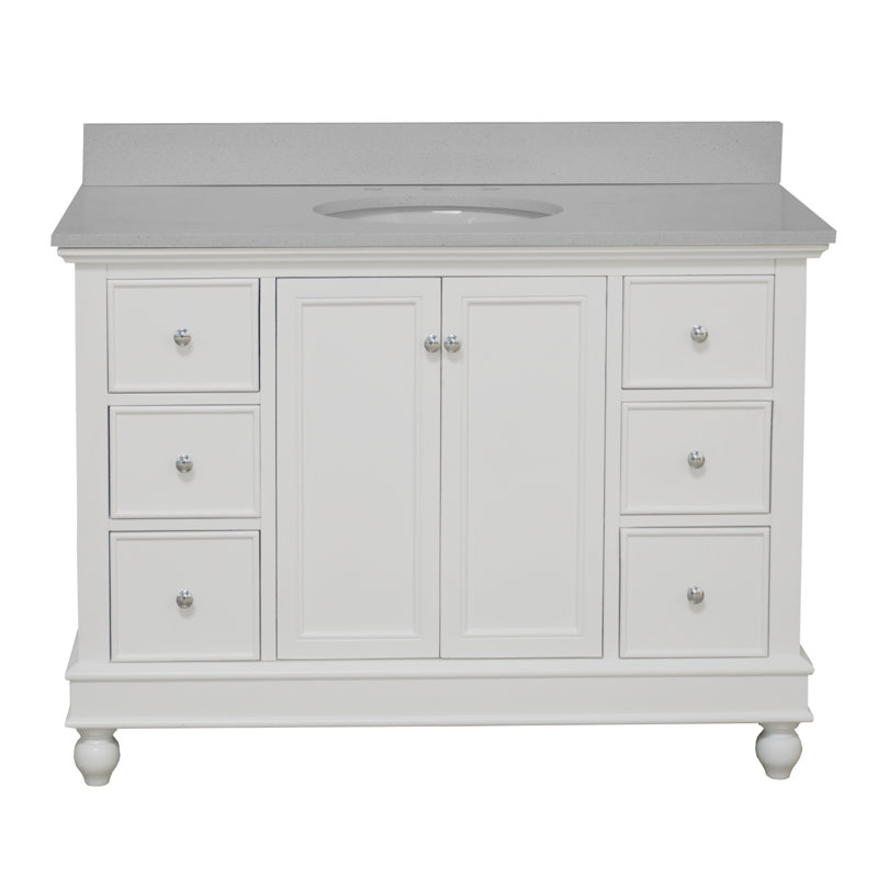 Ensemble de meuble-lavabo simple 48 po Ferdinand, Blanc, Quartz