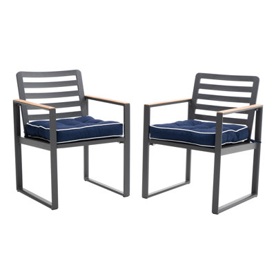 Ensemble de 2 coussins de siège d'extérieur touffetés avec attaches pour patio 19 po x 19 po, gris moyen