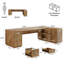 Bureau de direction en L 85,8 po brun clair