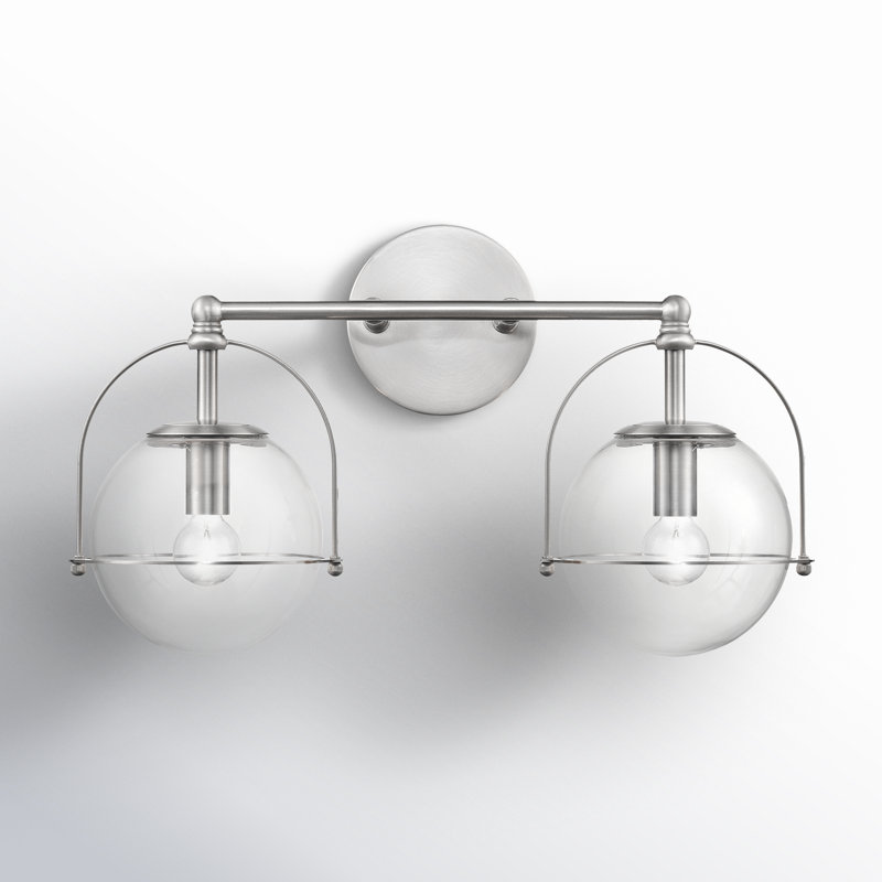 Moors 2 Light Transparent Dimmable Vanity Light, Satin Nickel