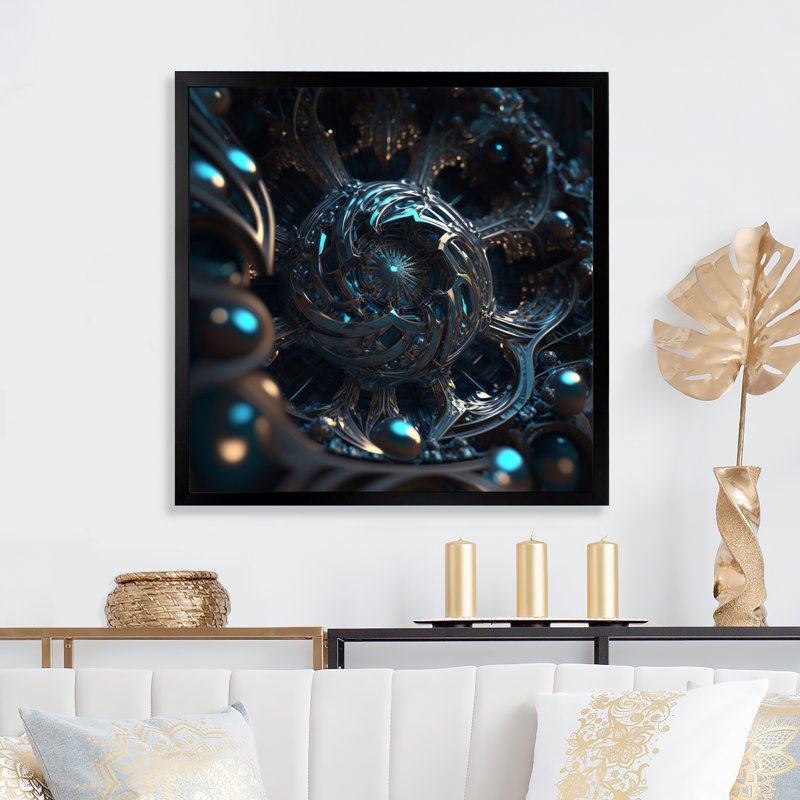 «Through the Rabbit Hole Blue Galactic Labyrinth I», reproduction, H 16 po x l 16 po x P 1 po, Cadre simple noir