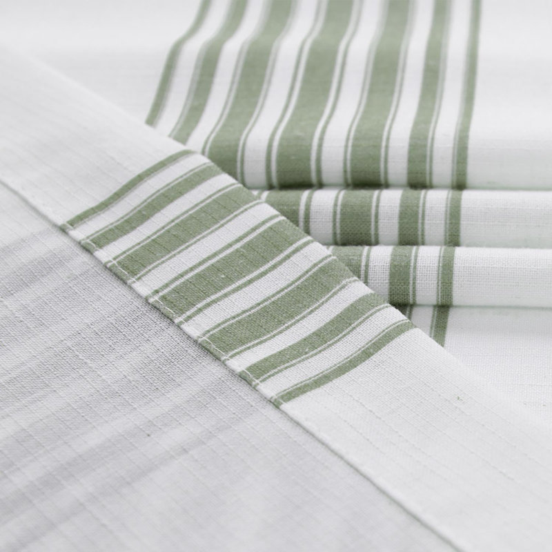Striped Linen Valance Curtain 16 Inch Vertical Striped Valance For Kitchen Bathroom Light Filtering Window Treatment Rod Pocket Farmhouse Rustic Semi Sheer Short Window Curtain 1 Panel