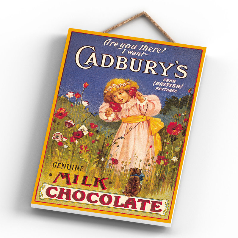 Cadburys Vintage Retro Poster Design On Wooden Plaque