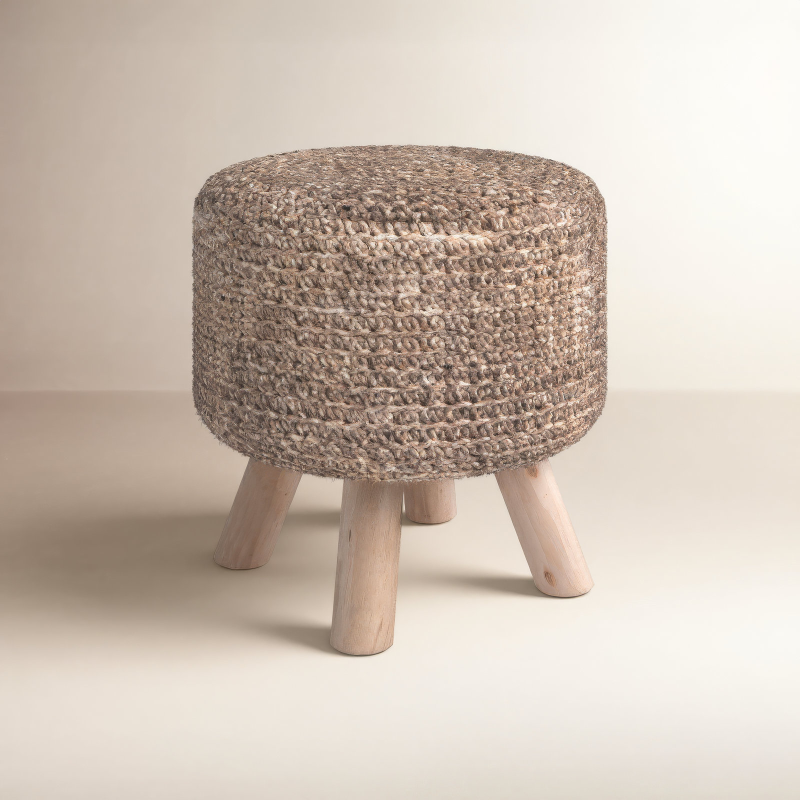 Milnor 16" Ottoman, Taupe Wool