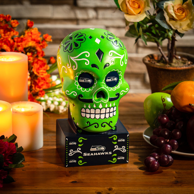 Figurine Sugar Skull, Vert, NFL Seattle Seahawks