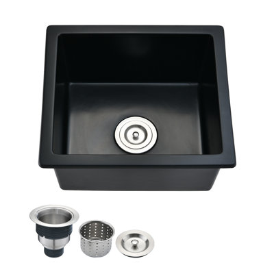 Évier de bar en quartz avec crépine à panier L 18 po x l 16 po Quartz