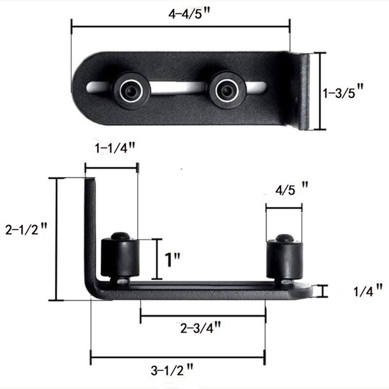 LAZ Black Steel Guide Barn Door Guide Wall Guide With Bottom Adjustable Roller