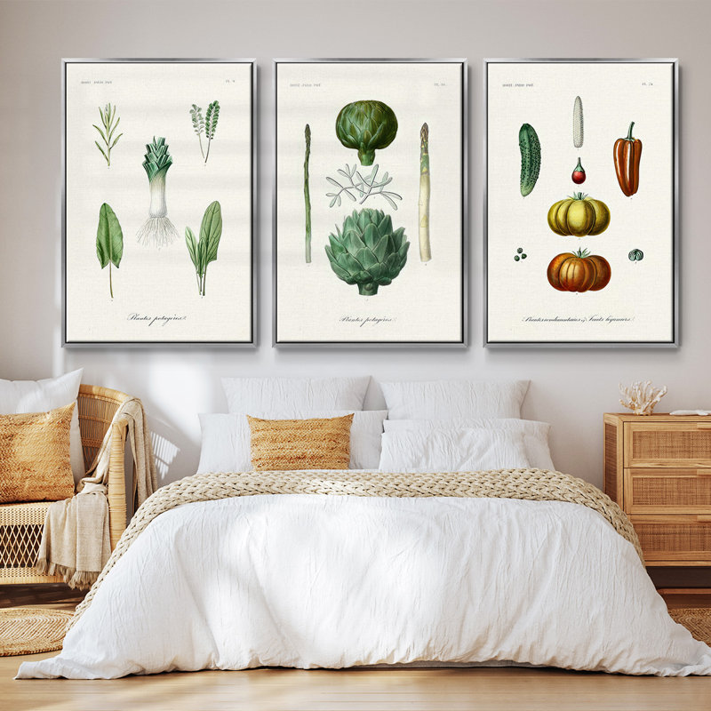 Variétés de fruits et légumes I 3 pièces, H 40 po x l 78 po, Argent