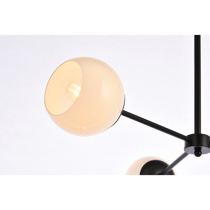 Lustre linéaire moderne Spoutnik à 3 lumières Caisha, Noir / blanc