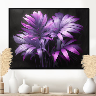 Mauve, palmiers noirs et fleurs mystiques - salon d'art mural palmiers et palmiers