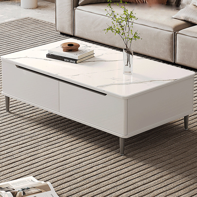 Grande table basse d'angle sécurisée, Blanc, H 17,72 po x L 39,37 po x l 19,69 po