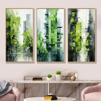 Lime Lofts Skyscraper City Horizon - Skyscrapers Wall Art Prints Set Of 3