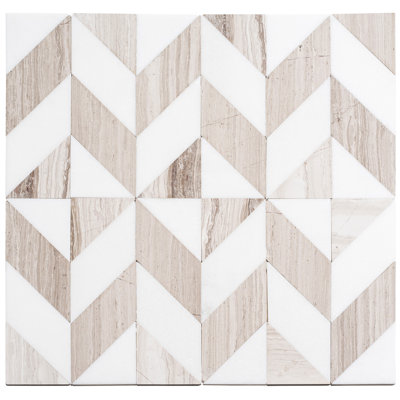 Livmor 2" x 3" Natural Stone Chevron Pattern Mosaic Floor & Wall Tile