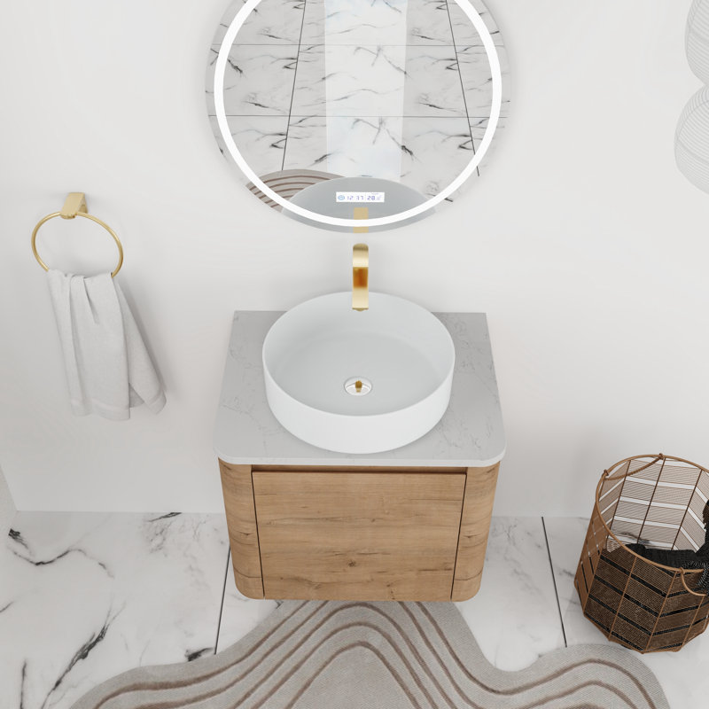 24'' Single Bathroom Floating Vanity With Quartz Top, 24