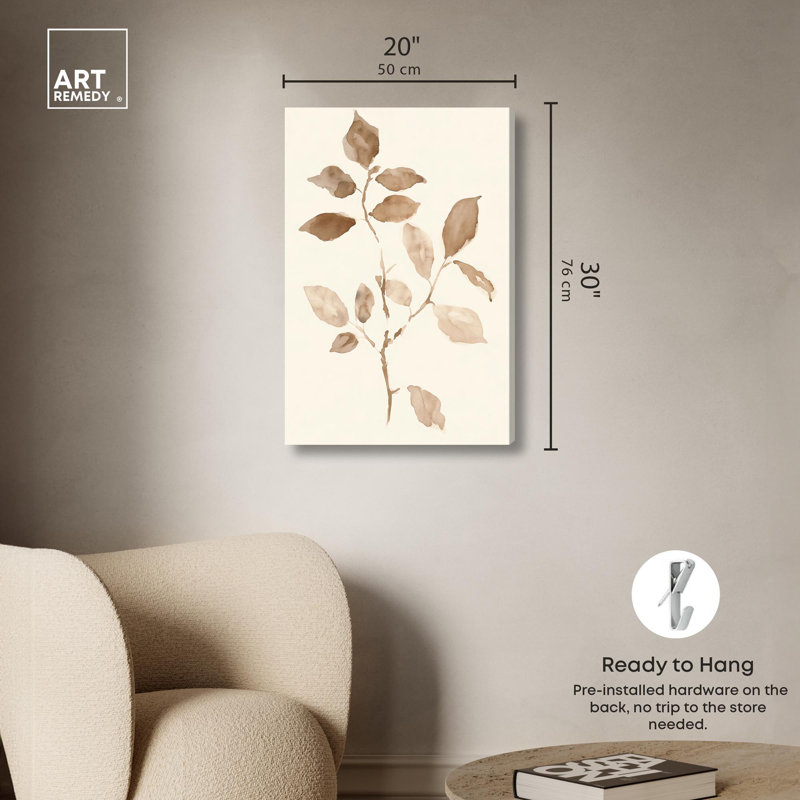 Sépia brins IV, reproduction d'art sur toile, Art naturel par Art Remedy, Toile tendue avec châssis, H 30 po x l 20 po