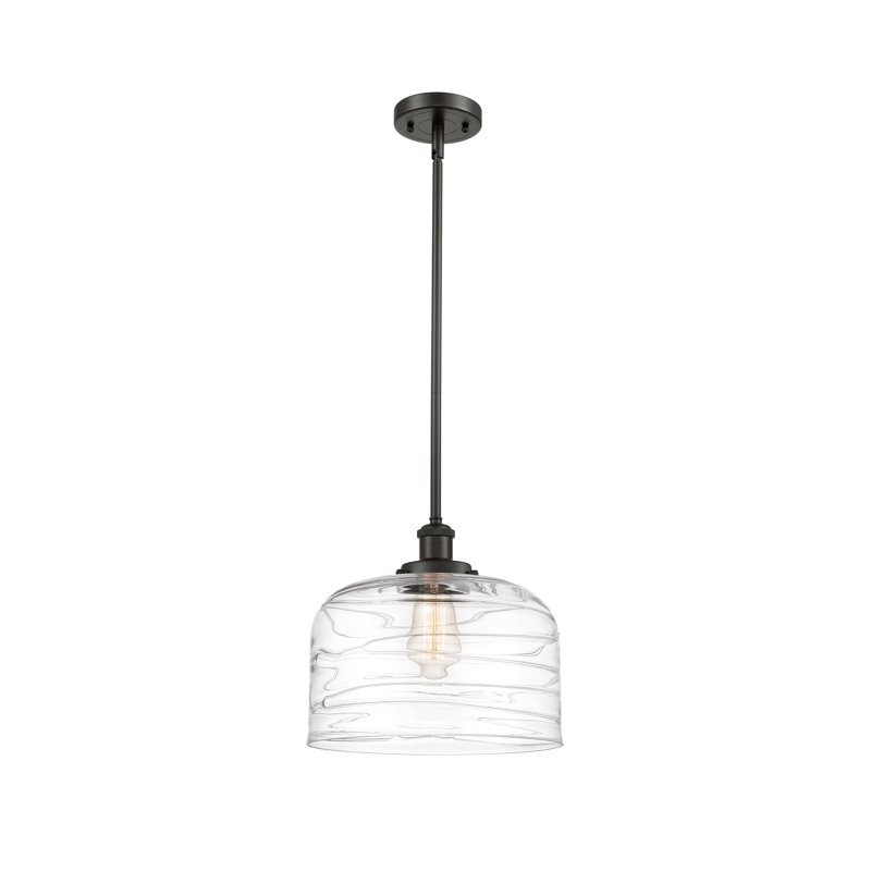 Luminaire suspendu en forme de cloche à 1 lumière Alyia, Bronze huilé