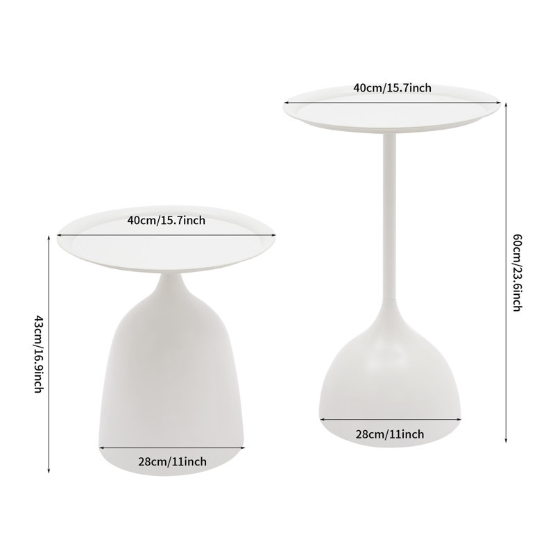 Ensemble de tables de bout, Blanc