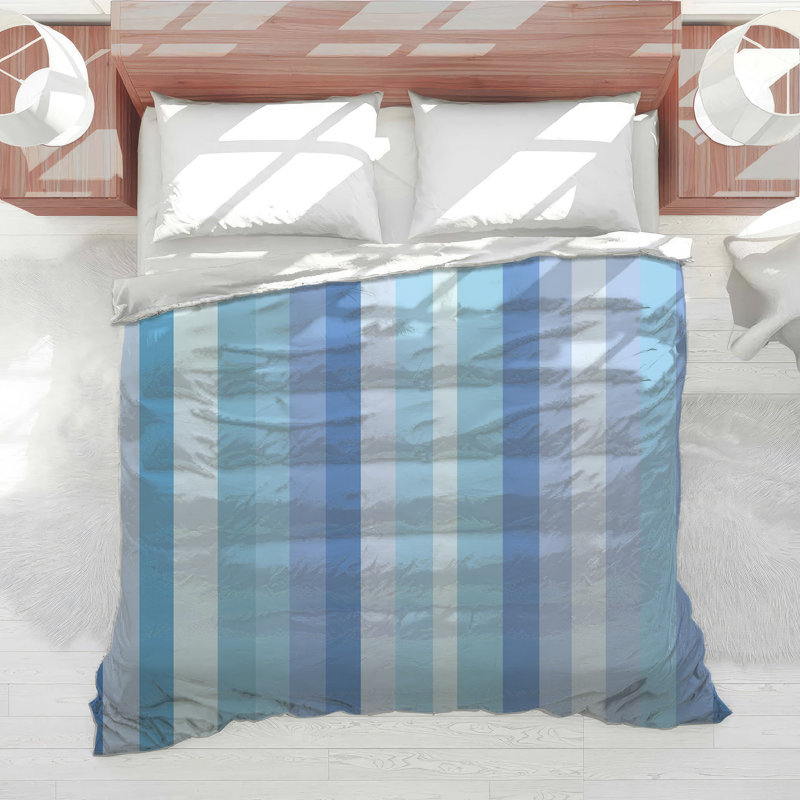 Stripes Bedding Pattern Comforter Modern, Queen Comforter, Blue/Purple/White Striped