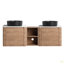Meuble-lavabo mural 60 po avec lavabo d'art en céramique et 1 tablette de rangement, porte à fermeture en douceur, emballage KD, contreplaqué