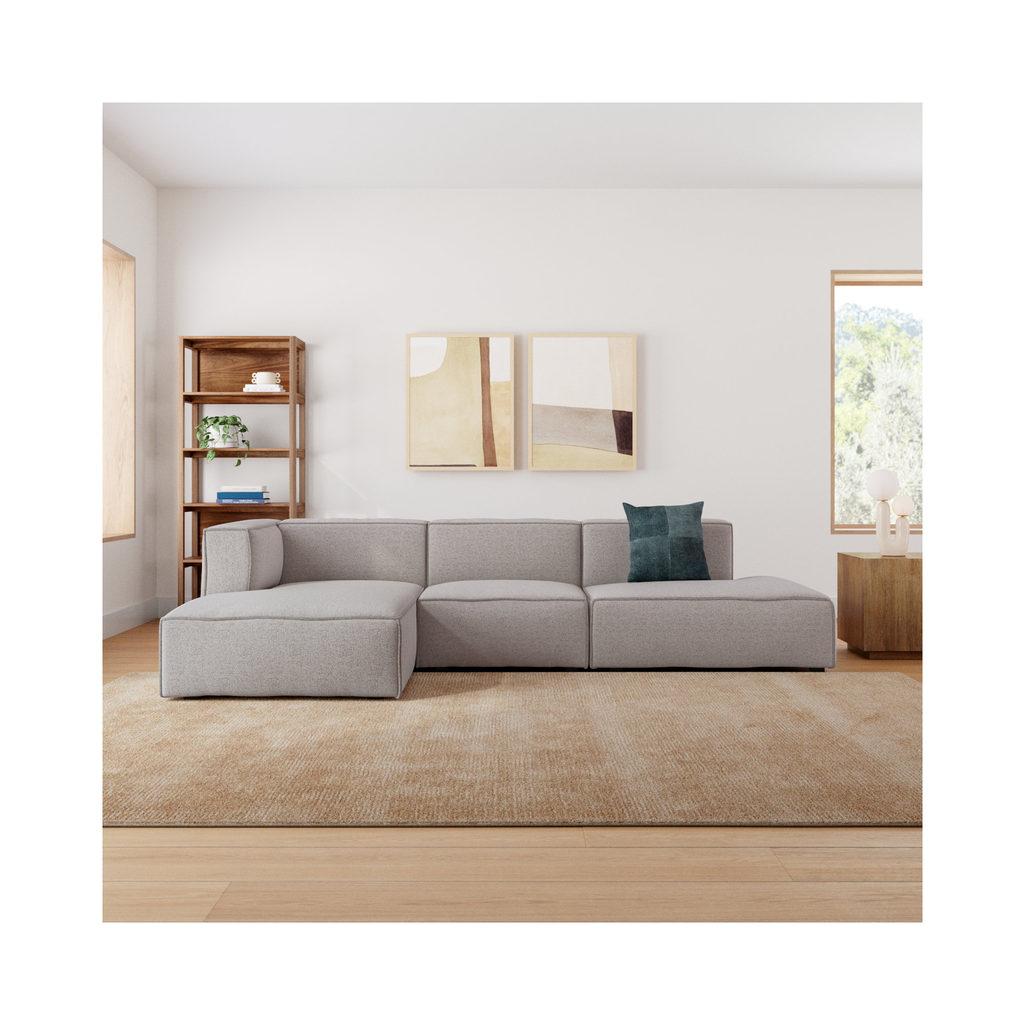Shonnard 3 - Piece Upholstered Sectional, Left Hand Facing, Olive Green Performance Corduroy