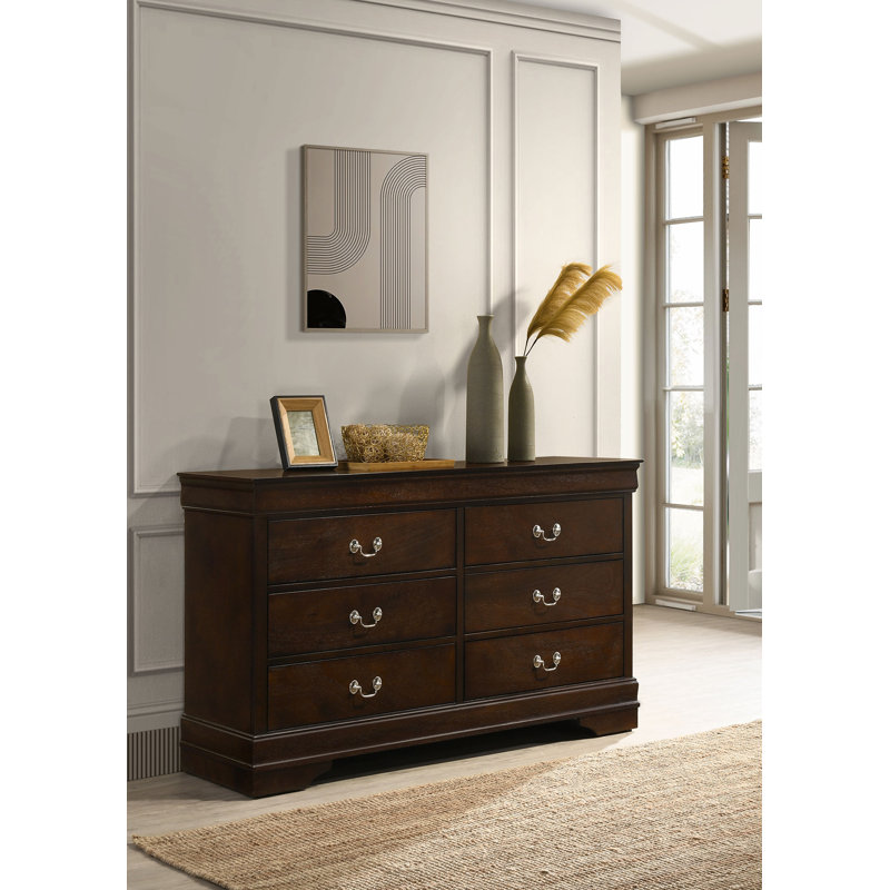 Daleyza 6-drawer Dresser Cappuccino, Brown, Nickel