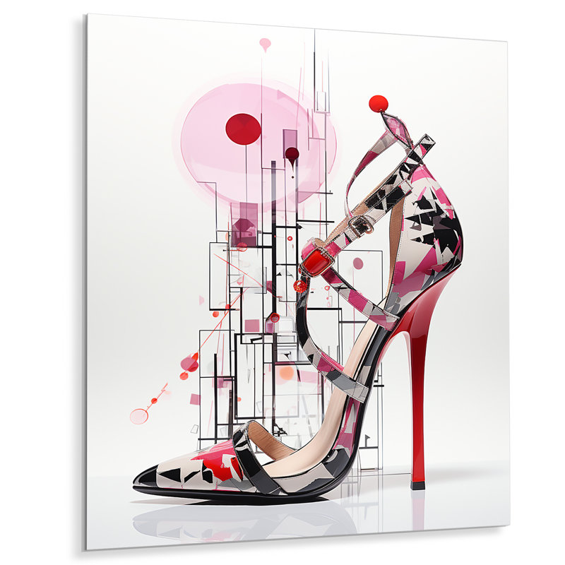 Angure Pink High Heels Allure - Art mural en métal à talons hauts tendance, H 32 po x l 16 po x P 1 po