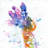 Abstract giraffe with color splash - 32"x32" art on canvas