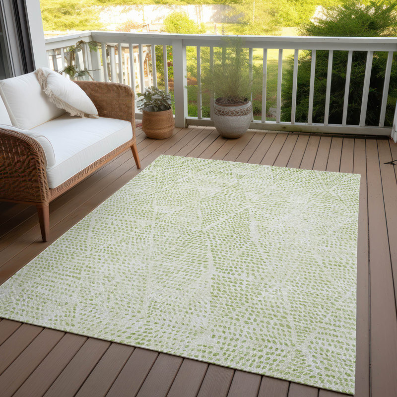 Jurnee Flatweave Washable Geometric Indoor / Outdoor Rug, Rectangle 10' x 14'