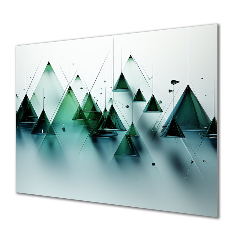 Échos verts abstraits de Piramid VI - art mural géométrique en métal MT137458, H 12 po x l 20 po x P 1 po