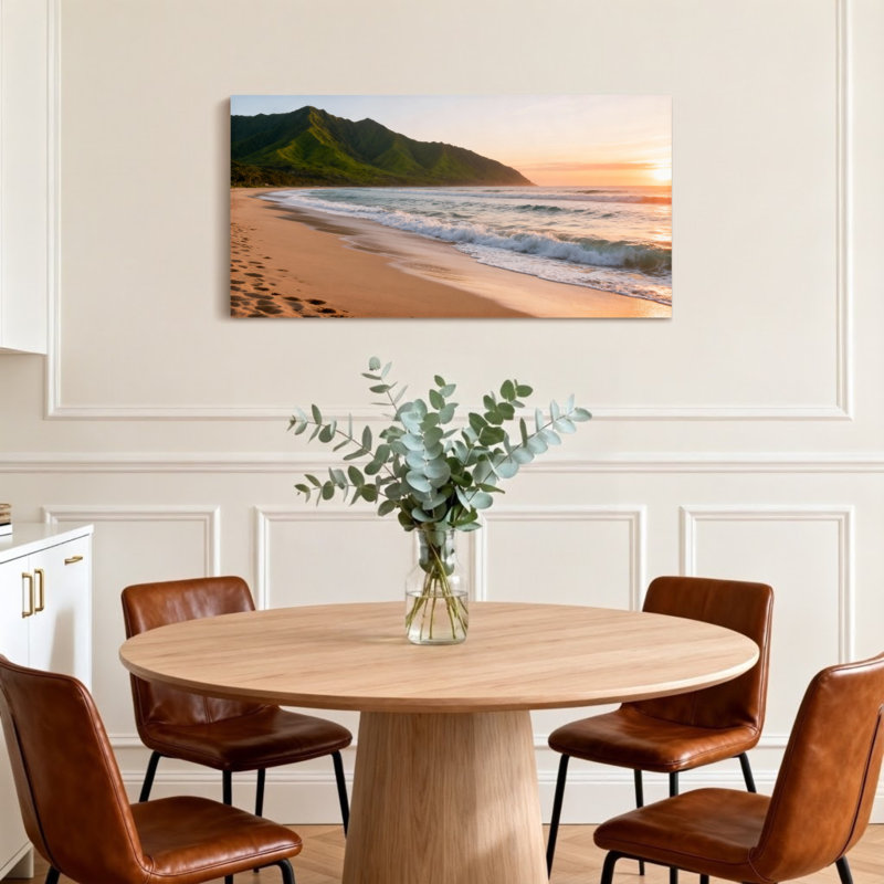 Paysage et nature Coucher de soleil Plage Vagues Ciel de montagne Empreintes de sable Océan, H 20 po x l 40 po