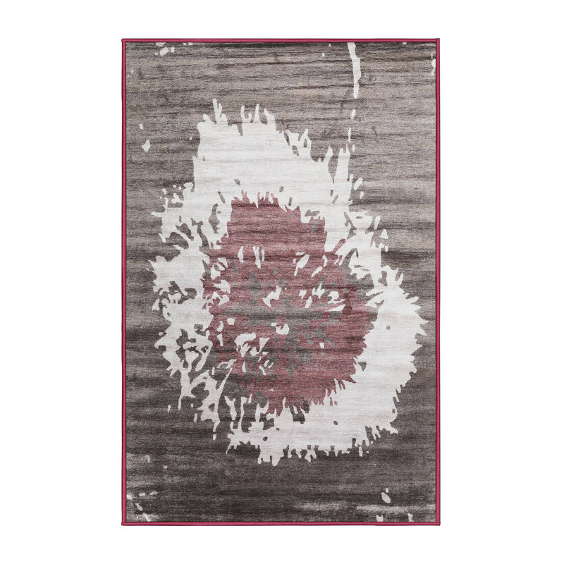 Tapis contemporain gris / blanc, Rectangle 8 pi x 12 pi