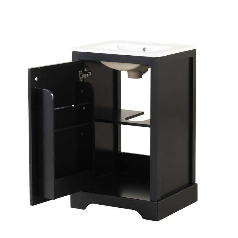 Meuble-lavabo 20 po avec comptoir en céramique, Noir