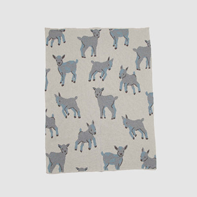 In2Green Baby Mountain Animal Knit Throw Blue