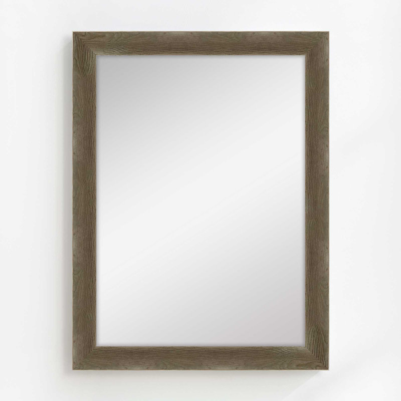 Arber Solid Wood Flat Mirror, Soft Gray, 49" x 37"