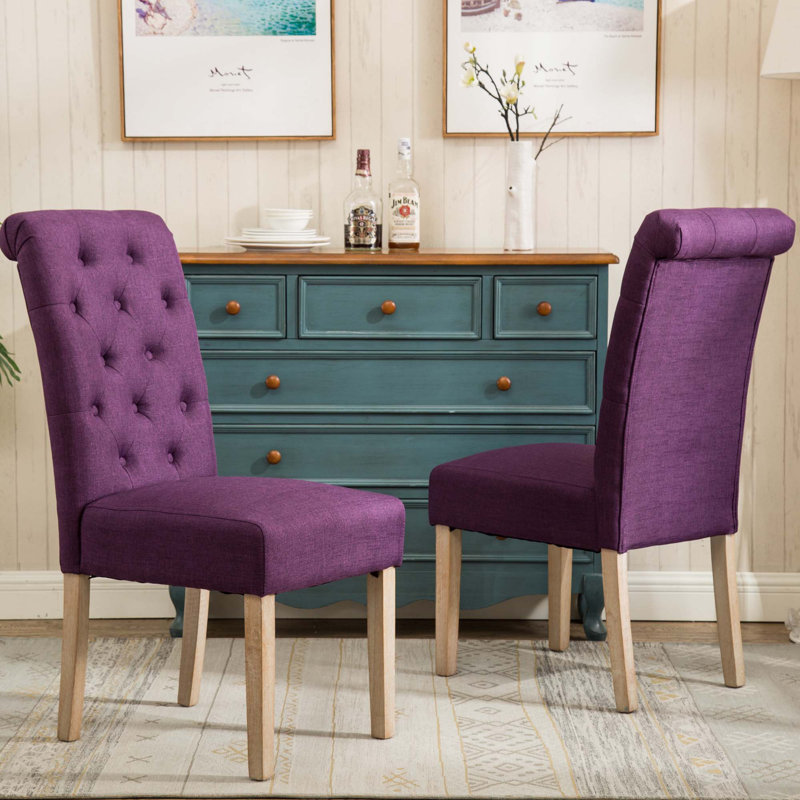 Chaise parsons capitonnée en bois massif, Mauve