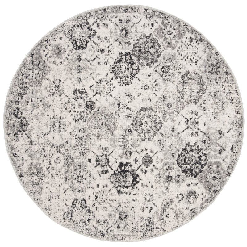 Newhouse Oriental Silver/Gray Area Rug, Round 5'3"