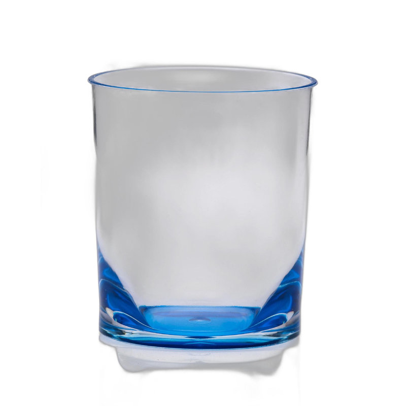 Ensemble de quatre verres à whisky sans pied en acrylique bleu