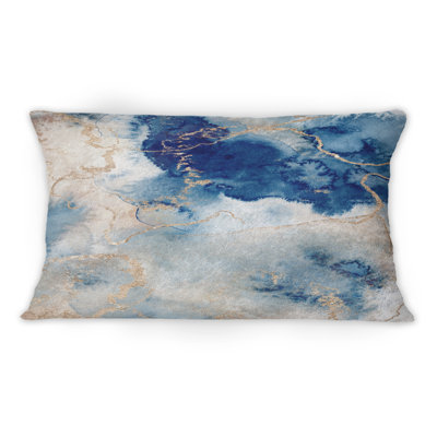 Coussin bleu et doré Marble Clouds III - Modern Printed