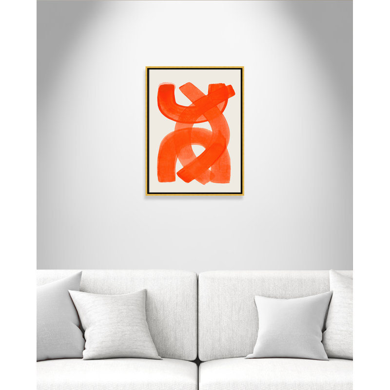 «Orange Strokes Print» par Haniff, Toile avec cadre, Flotteur doré, L 19,5 po x H 25,5 po