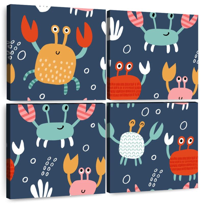 Ashelle, motif de crabes mignons, H 38 po x l 38 po