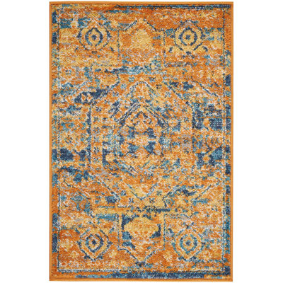 Tapis oriental doré / bleu sarcelle Verda