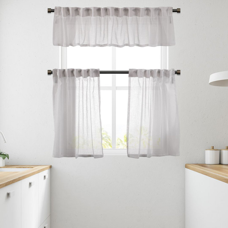 Solid Colour Kitchen Curtain, Cream, 100 W x 60 D cm