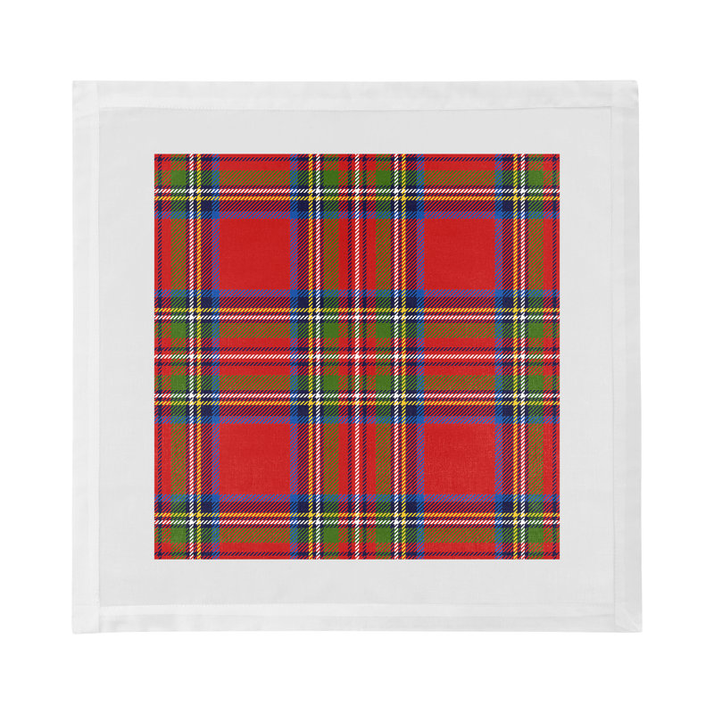 Christmas Tartan Red Cotton Sateen Dinner Napkins