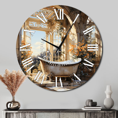 Bathroom Golden Luxe I - Bath & Laundry White Face Wall Clock