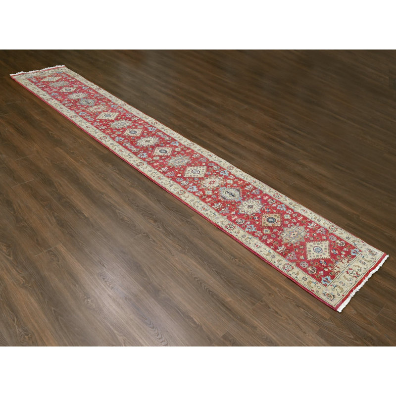 Wieche One-of-a-Kind 2'9" X 15'10" New Age Runner Wool Area Rug Red