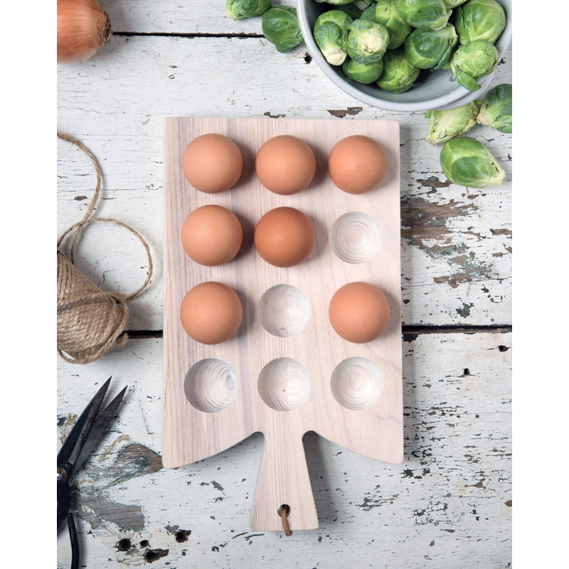 Araucana Wood Egg Platter, White