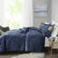 Couette en velours bleu marine pour lit double/queen, rembourrage, oreiller, infroissable - Linge de lit luxueux bleu marine, lavable à la machine