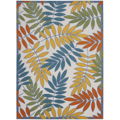 Leonhardt Floral Green/Blue/Yellow/Orange Indoor/Outdoor Area Rug