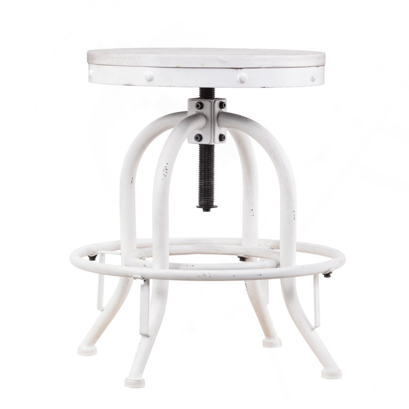 Industrial Adjustable Height Swiveling Stool - White