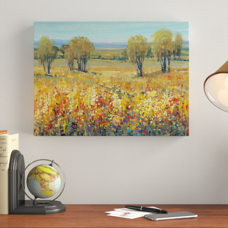 « golden fields ii », peinture sur toile tendue, H 14 po x l 19 po x P 2 po